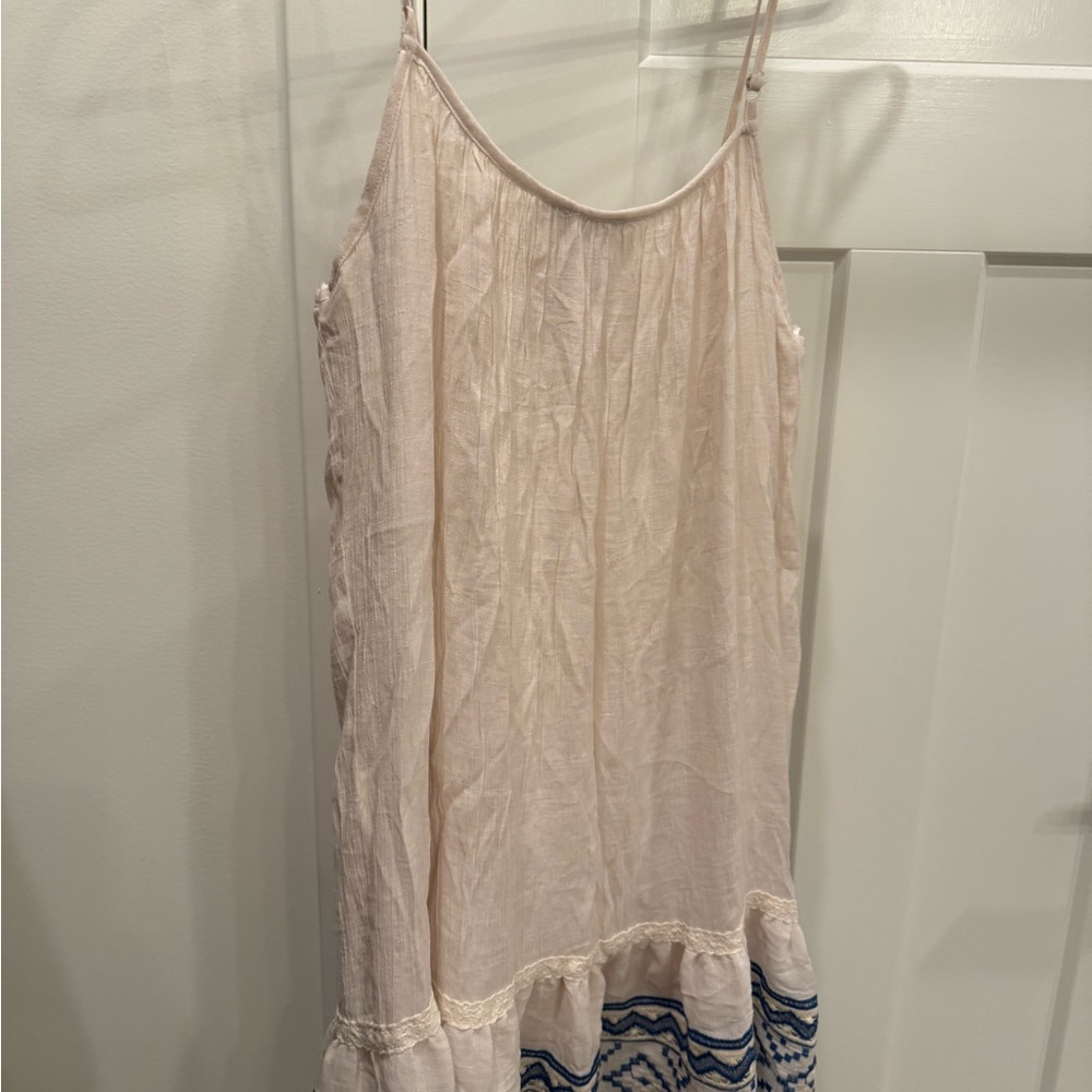 Elegant Cream and Blue Women's Dress